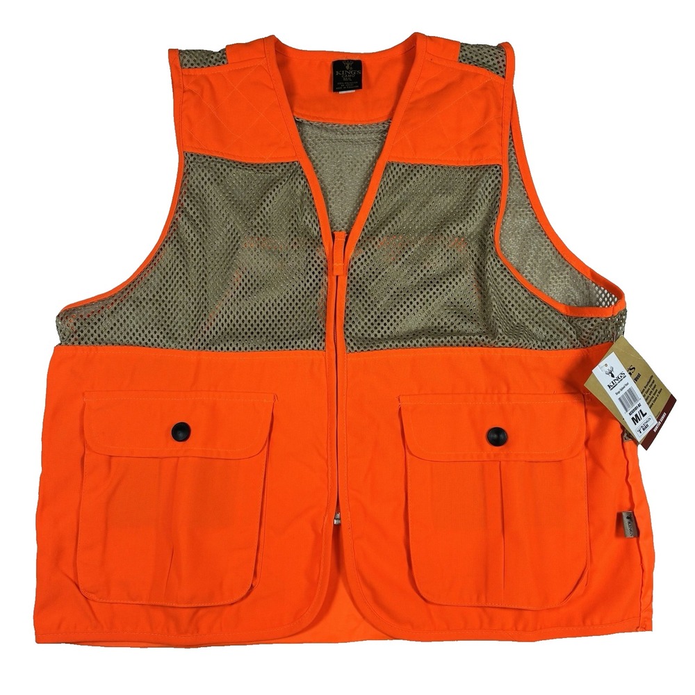 King's Camo Hunting Upland Bird Vest Blaze Orange Breathable Mesh Outdoor Safety